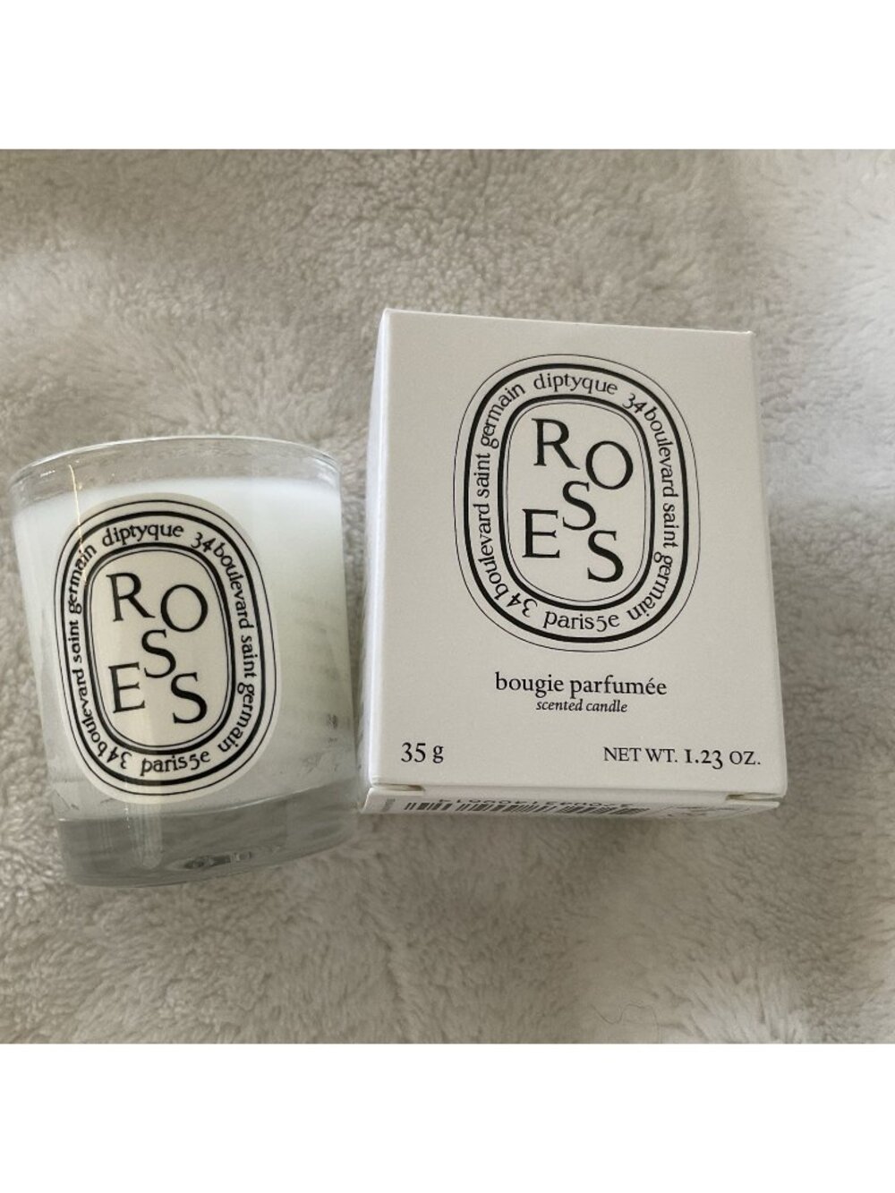 Diptyque Roses Bougie Parfumee 1.23 oz Travel Sz Candle New In Original Box 35g